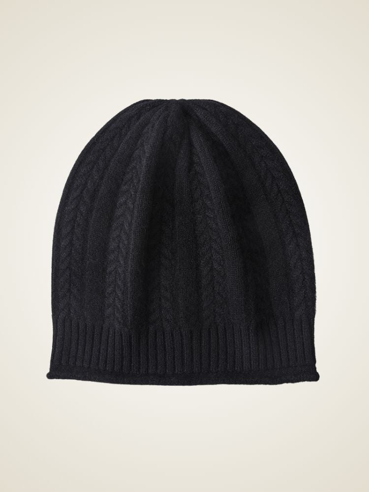 LanlyCashmere Cable Knit Cashmere Beanie – Soft Warm Winter Hat