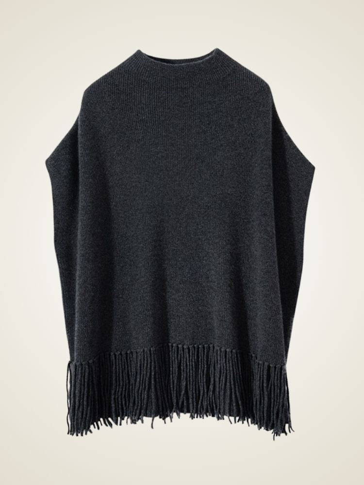LanlyCashmere Cashmere Poncho with Fringe – Soft Lightweight Shawl Wrap