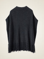 LanlyCashmere Cashmere Poncho with Fringe – Soft Lightweight Shawl Wrap