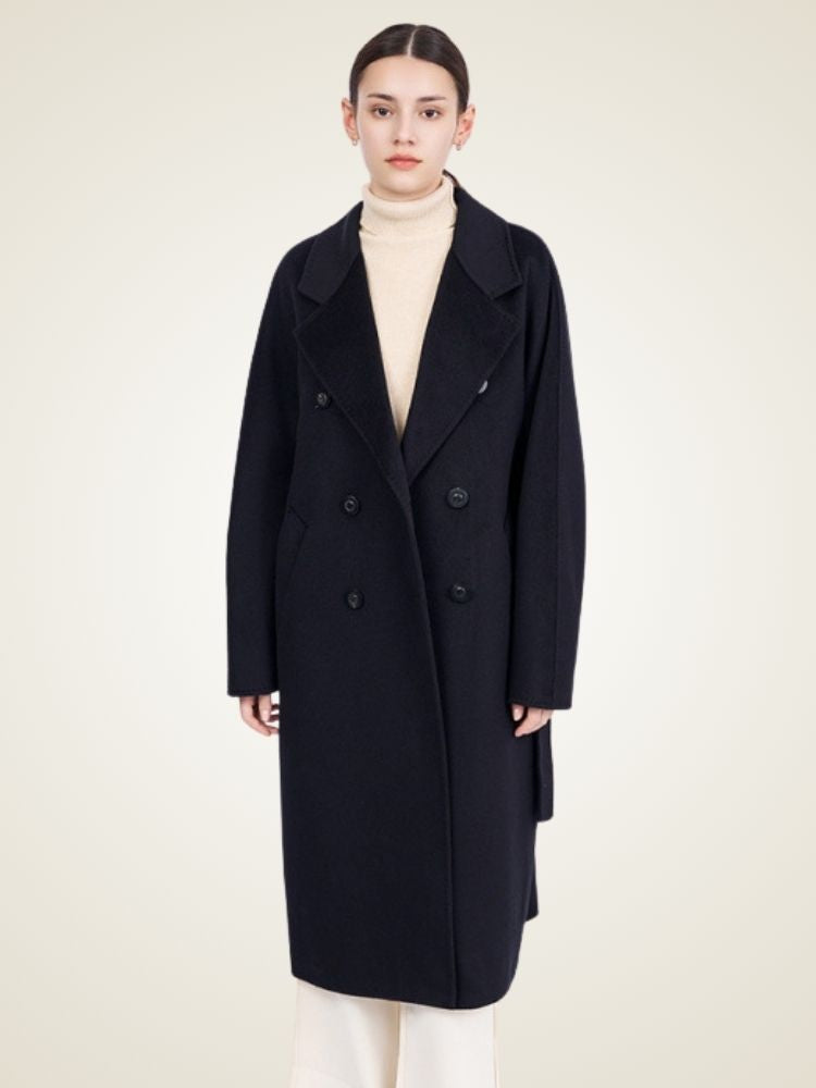 LanlyCashmere Double Breasted Cashmere Coat Women Long Tailored
