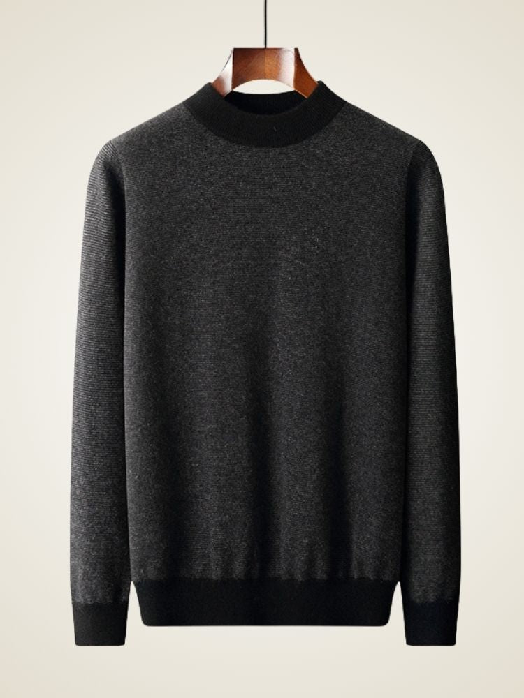LanlyCashmere Men’s Textured Cashmere Mock Neck Sweater – Fine Knit Pullover