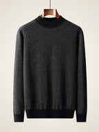 LanlyCashmere Men’s Textured Cashmere Mock Neck Sweater – Fine Knit Pullover