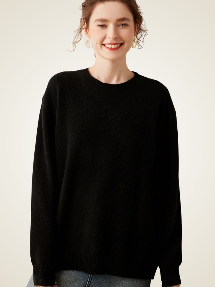 LanlyCashmere Oversized Cashmere Sweater – Soft Crewneck Relaxed Knit