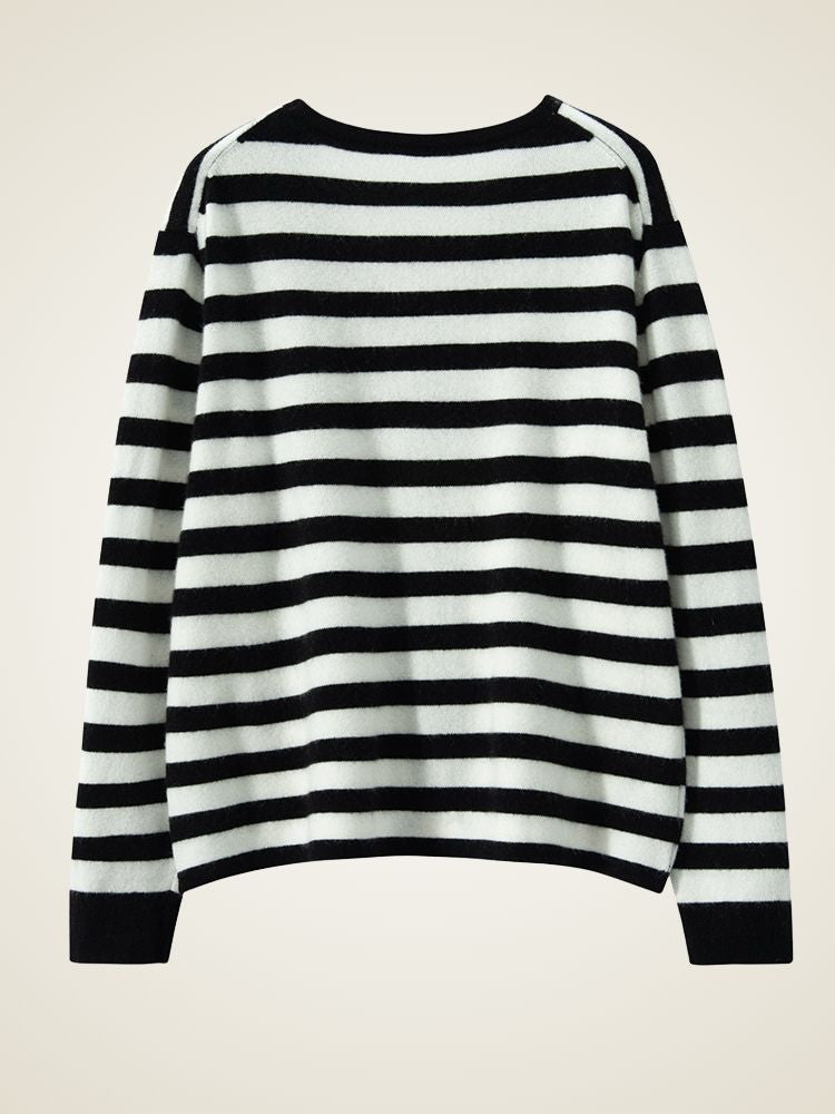 LanlyCashmere Striped Cashmere Zip Cardigan – Lightweight Knit Sweater