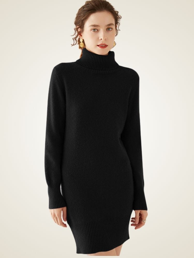 LanlyCashmere Turtleneck Cashmere Dress Slim Fit Knit Bodycon