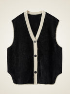 LanlyCashmere Women's Brushed Cashmere Vest Button Front Knit