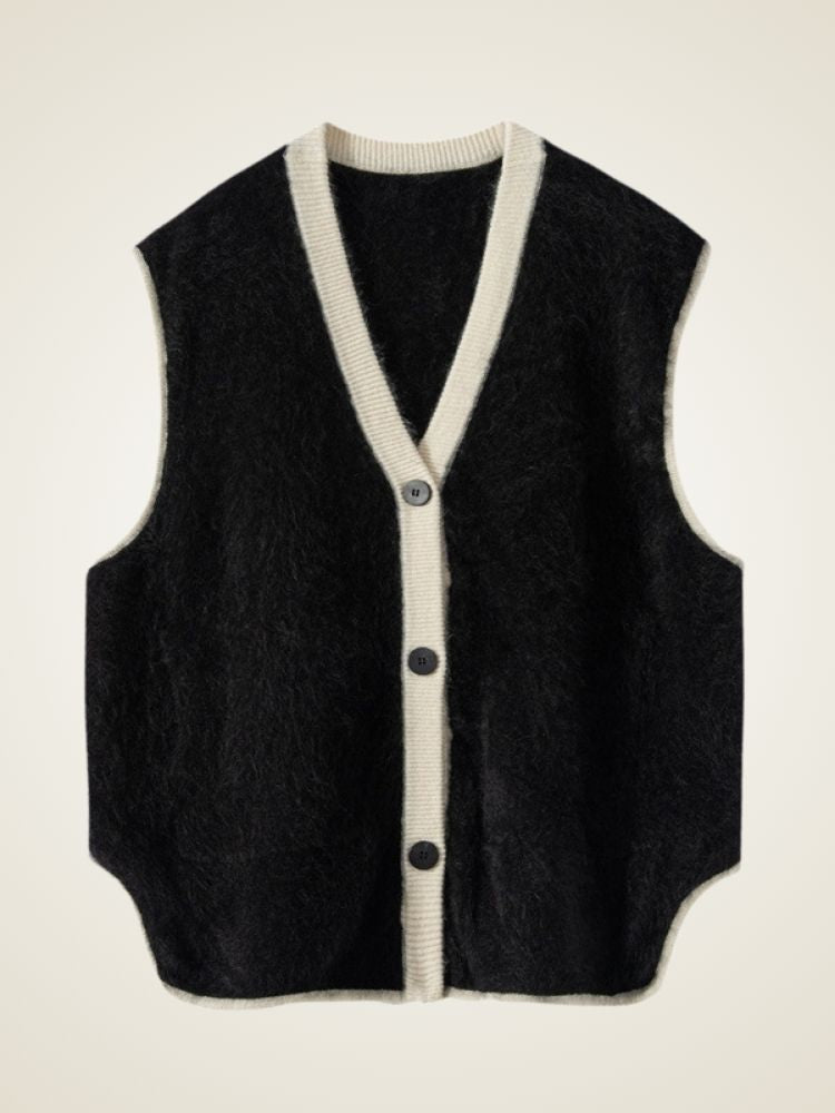 LanlyCashmere Women's Brushed Cashmere Vest Button Front Knit