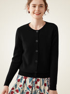 LanlyCashmere Women’s Cashmere Crew Neck Cardigan – Soft Button Knit Sweater