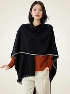 LanlyCashmere Women’s Cashmere Poncho Wrap – Oversized Soft Knit Shawl Cape