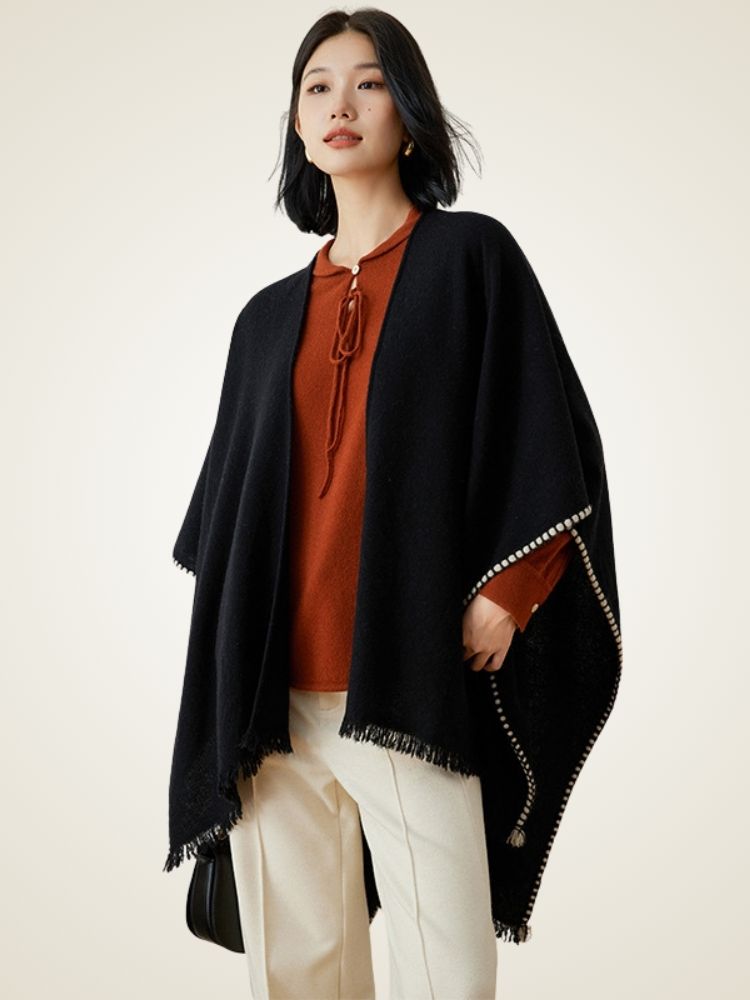 LanlyCashmere Women’s Cashmere Poncho Wrap – Oversized Soft Knit Shawl Cape