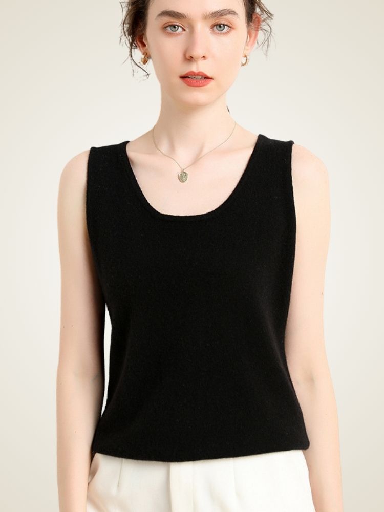 LanlyCashmere Women’s Cashmere Tank Top – Lightweight Sleeveless Knit