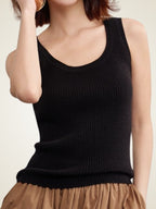 LanlyCashmere Women’s Cashmere Tank Top – Ribbed Knit Sleeveless Sweater