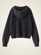 LanlyCashmere Women’s Fluffy Cashmere Zip Hoodie – Soft Knit Jacket