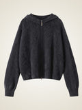 LanlyCashmere Women’s Fluffy Cashmere Zip Hoodie – Soft Knit Jacket