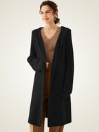 LanlyCashmere Women’s Hooded Wool Cashmere Cardigan Coat – Longline Knit Sweater