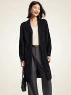 LanlyCashmere Women’s Long Brushed Cashmere Cardigan – Soft Fuzzy Knit Coat