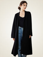 LanlyCashmere Women’s Long Cashmere Cardigan – Open Front Knit Coatigan