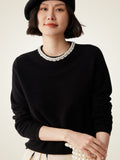 LanlyCashmere Women’s Pearl Trim Cashmere Sweater – Luxury Crewneck Knit