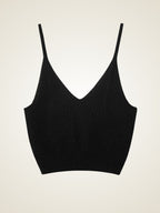 LanlyCashmere Women’s Ribbed Cashmere Bralette – Soft Knit Crop Top