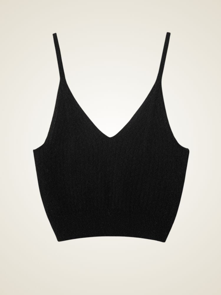 LanlyCashmere Women’s Ribbed Cashmere Bralette – Soft Knit Crop Top