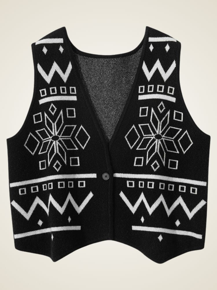 LanlyCashmere Wool Sweater Vest for Women – Jacquard Knit Sleeveless Top