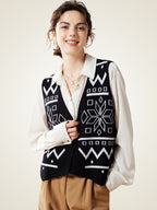 LanlyCashmere Wool Sweater Vest for Women – Jacquard Knit Sleeveless Top