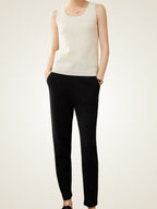 Lanlycashmere High Waist Cashmere Trousers – Slim Fit Knit Pants
