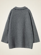 LanlyCashmere Women’s Herringbone Cashmere Coat – Mid-Length Elegant Overcoat