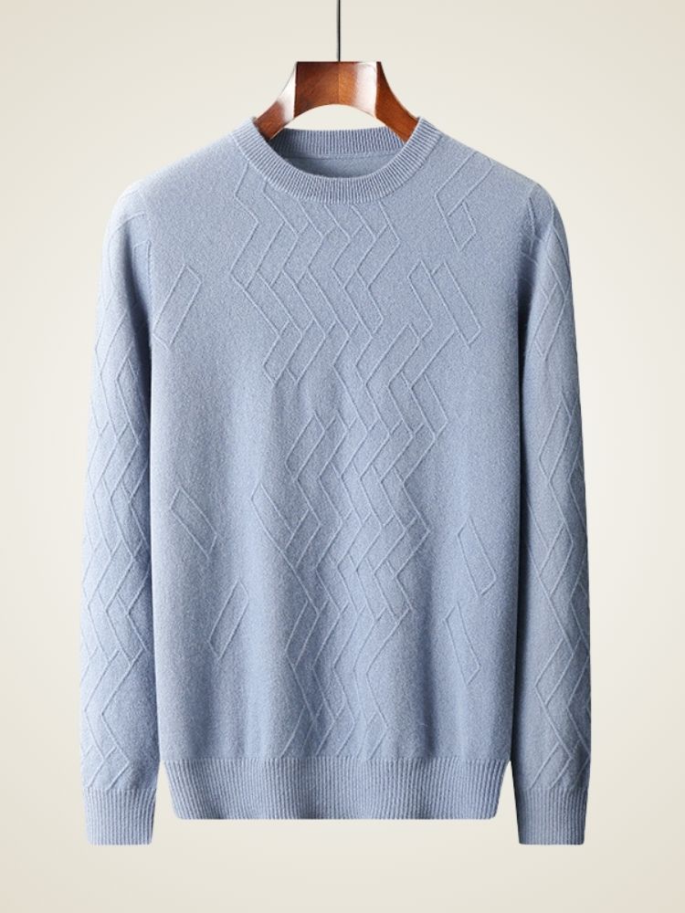 LanlyCashmere Geometric Cashmere Sweater – 100% Soft Knit Crewneck