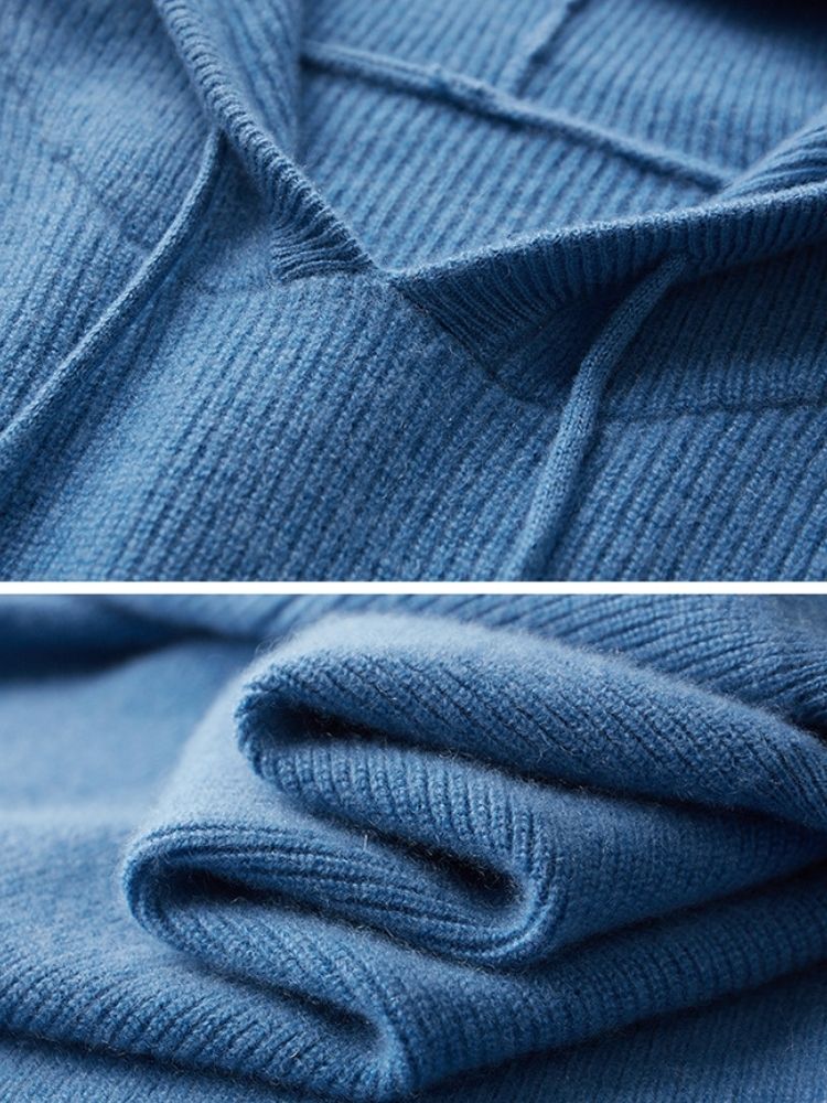 LanlyCashmere Men's Luxury 100% Pure Cashmere Knitted Hoodie