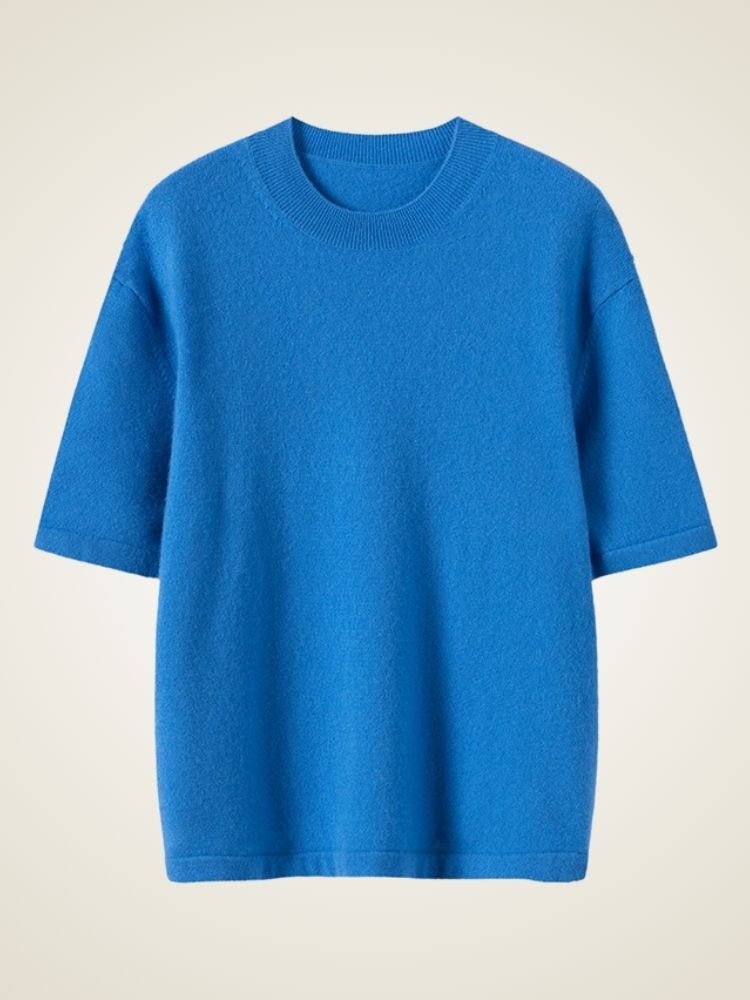 LanlyCashmere Super Fine Cashmere T-Shirt – Lightweight Crewneck Knit Top