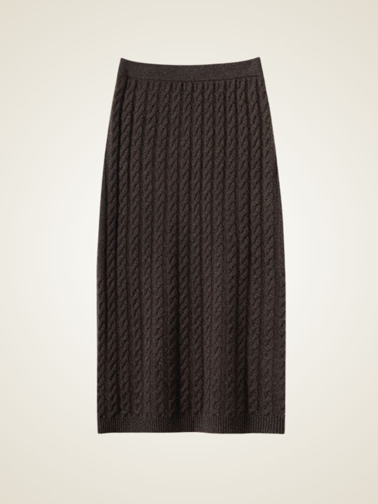 LanlyCashmere Cable-Knit Cashmere Set – Midi Skirt Ensemble