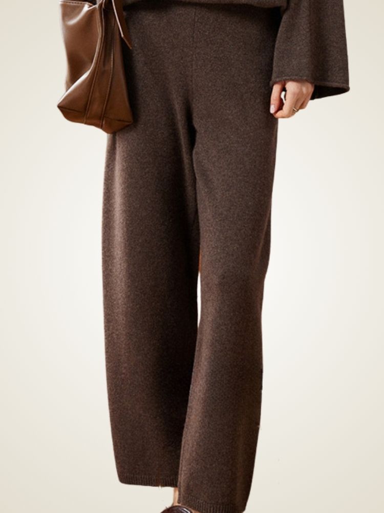 LanlyCashmere Relaxed Cashmere Lounge Set – Soft Knit Top & Tapered Pants