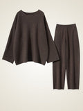 LanlyCashmere Relaxed Cashmere Lounge Set – Soft Knit Top & Tapered Pants