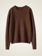 LanlyCashmere Textured Cashmere Sweater – Basketweave Knit Crewneck Pullover