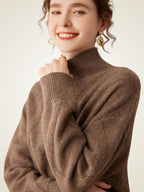 Lanlycashmere Geometric Cashmere Sweater Dress – Longline Turtleneck Knit
