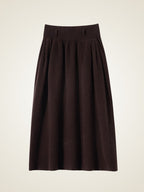 Lanlycashmere Pleated Cashmere Skirt – High Waisted Midi A-Line Skirt