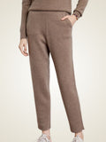 LanlyCashmere Ankle Length Cashmere Pants Slim Fit Knit Trousers