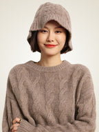LanlyCashmere Cable Knit Cashmere Beanie – Women’s Soft Winter Hat