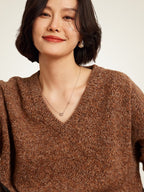 LanlyCashmere Cashmere Blend V-Neck Sweater – Relaxed 5 Gauge Knit