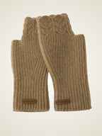 LanlyCashmere Cashmere Fingerless Gloves – Ribbed Knit Arm Warmers