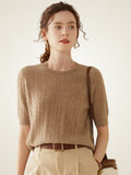 LanlyCashmere Cashmere Short Sleeve Sweater – Lightweight Crewneck Knit Top