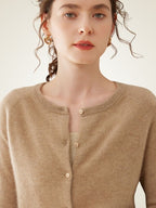 LanlyCashmere Classic Round Neck Premium Mongolia Cashmere Cardigan