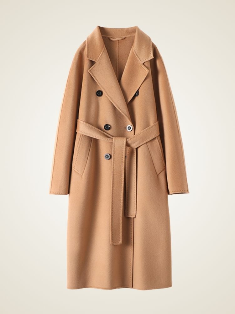 LanlyCashmere Double Breasted Cashmere Coat Women Long Tailored