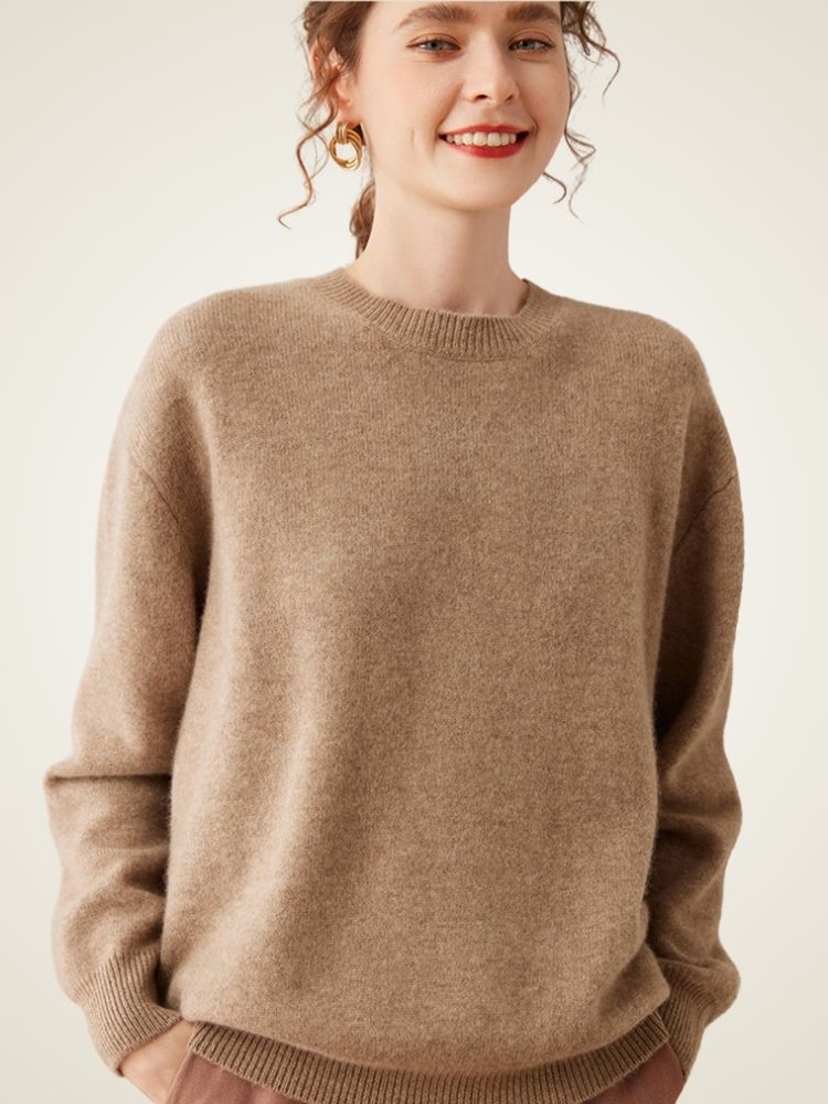 LanlyCashmere Oversized Cashmere Sweater – Soft Crewneck Relaxed Knit