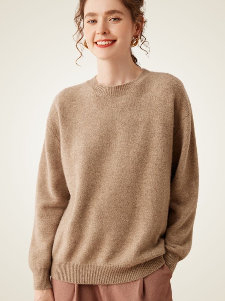LanlyCashmere Oversized Cashmere Sweater – Soft Crewneck Relaxed Knit