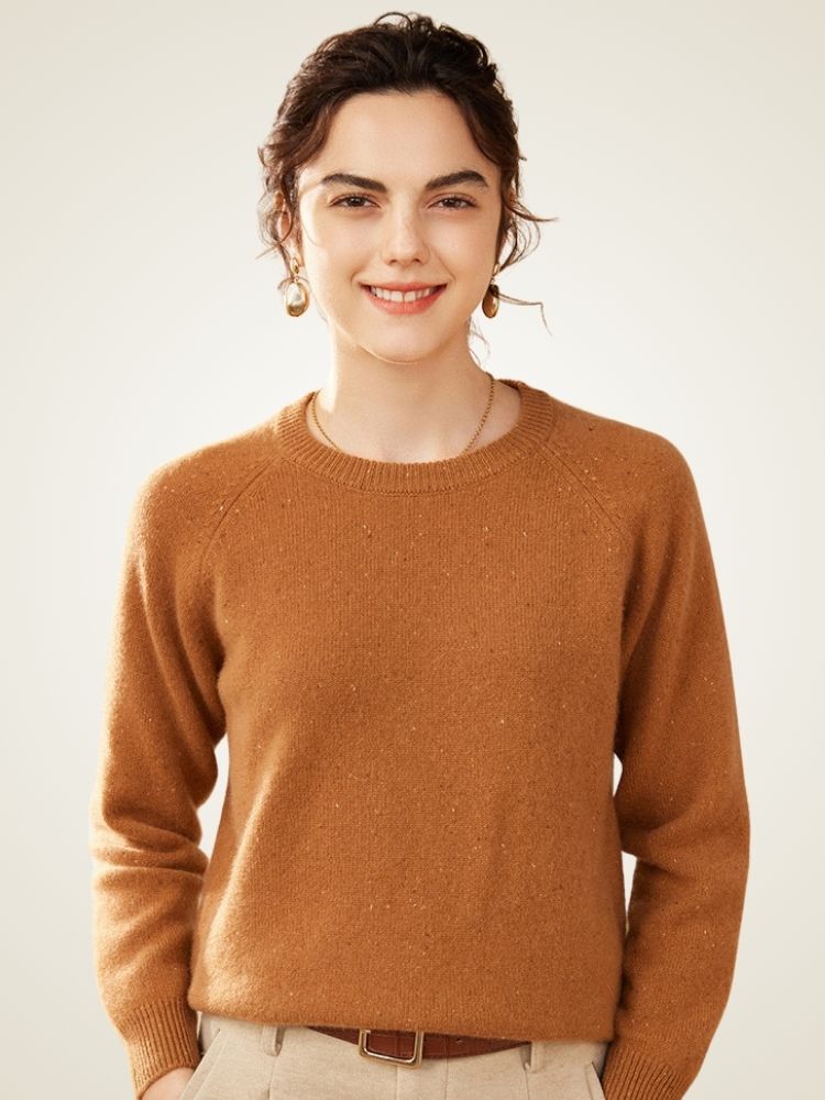 LanlyCashmere Rolled Neck Cashmere Sweater – Raglan Sleeve Soft Knit