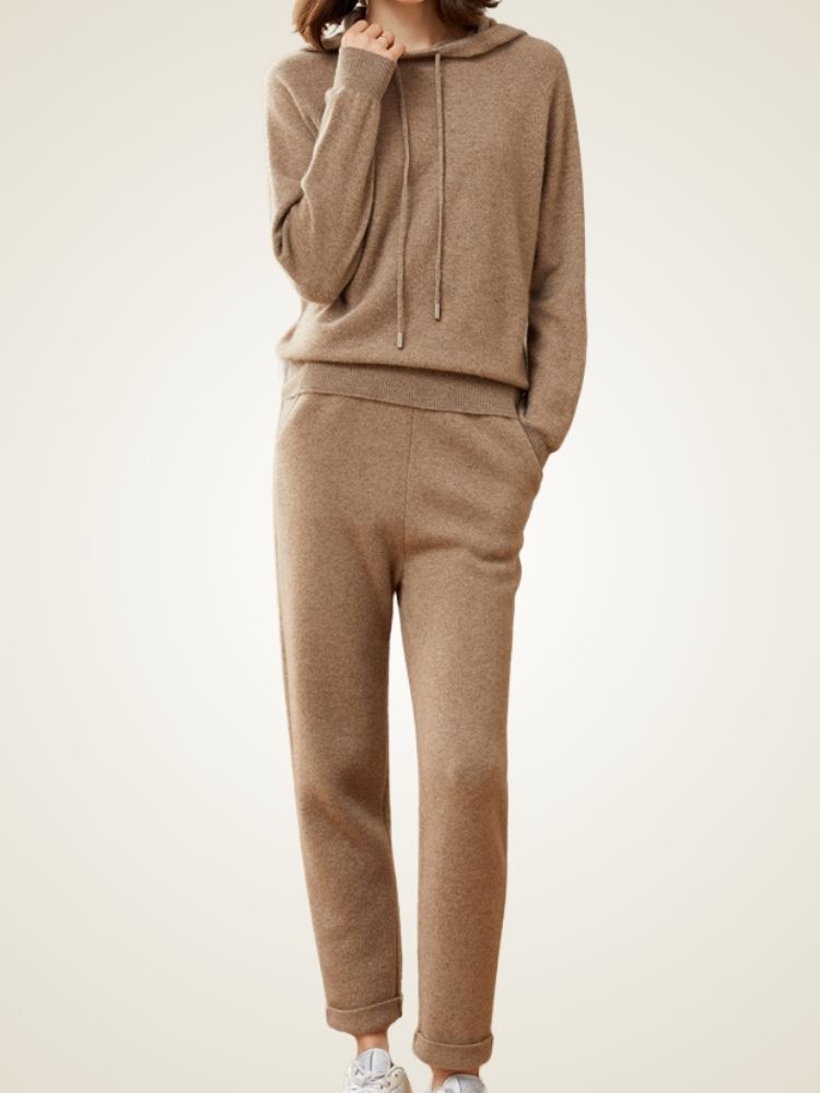 Lanlycashmere High Waist Cashmere Trousers – Slim Fit Knit Pants