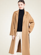 Lanlycashmere Long Cashmere Trench Coat Women – Belted Wrap Overcoat