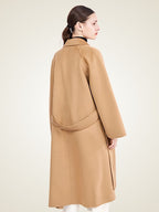 Lanlycashmere Long Cashmere Trench Coat Women – Belted Wrap Overcoat